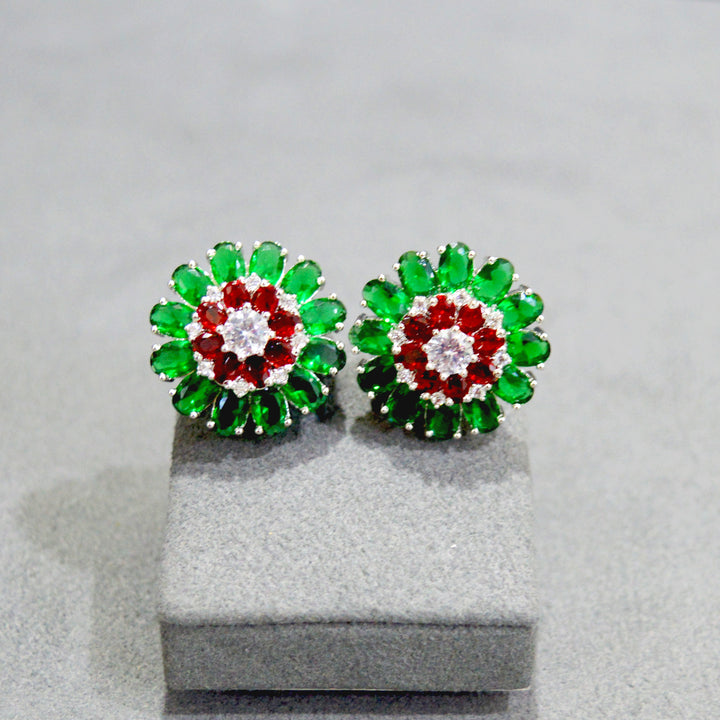 Floral Emerald Studs