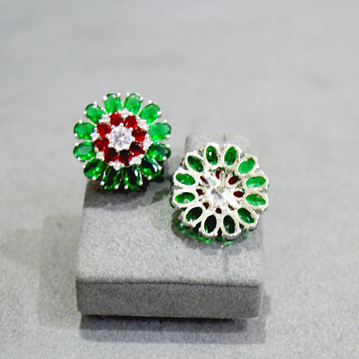 Floral Emerald Studs