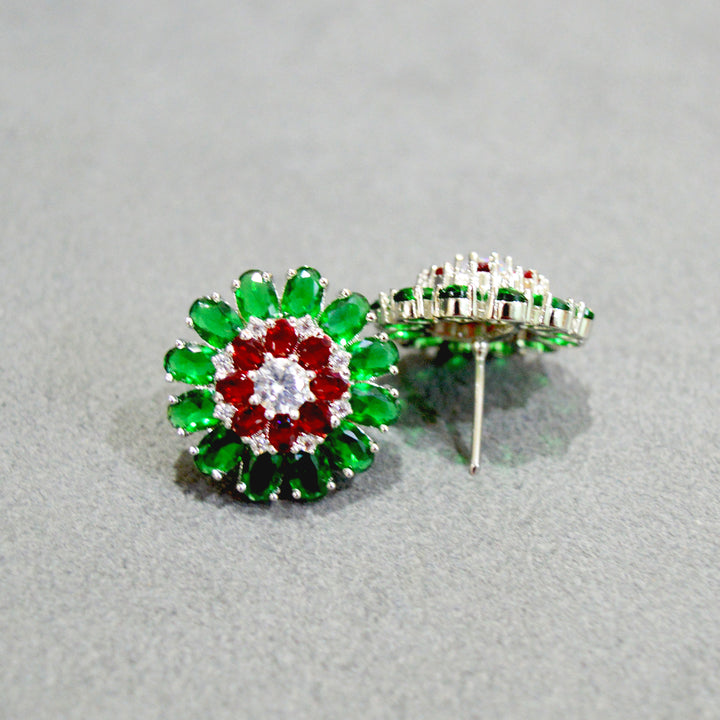 Floral Emerald Studs