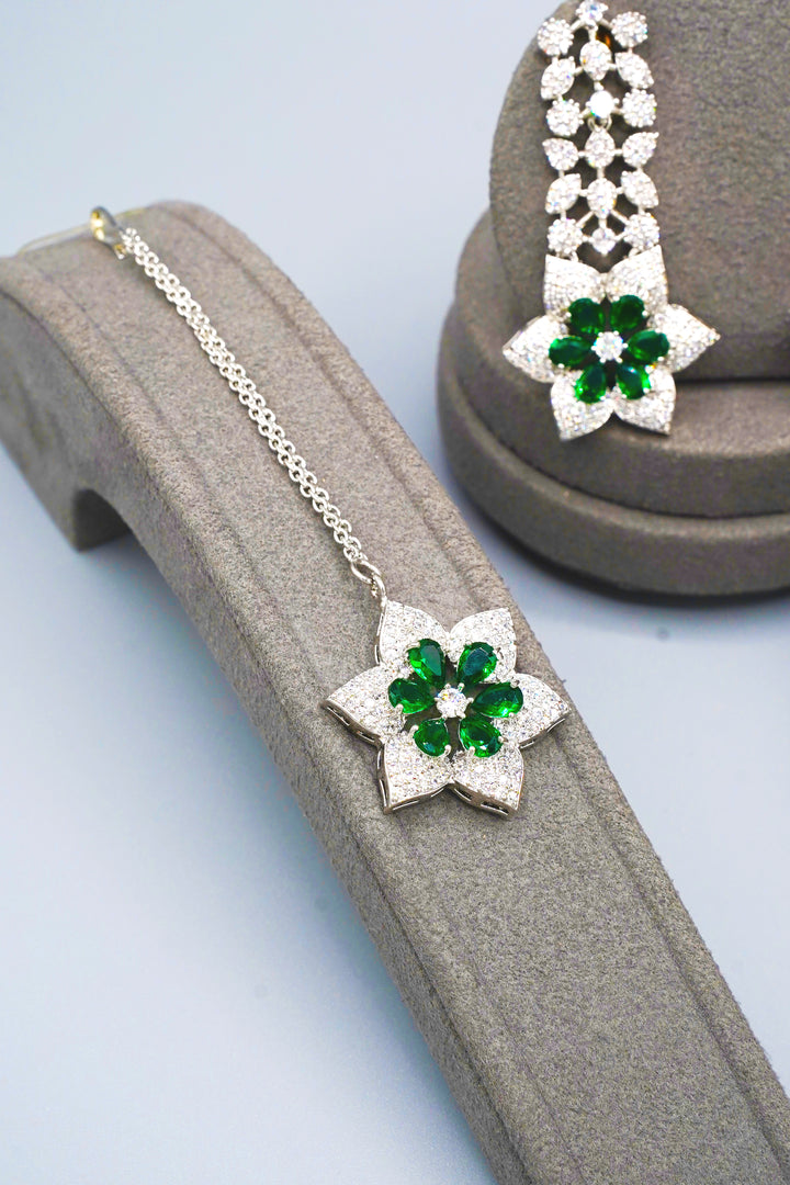 Floral Zircon Necklace Set