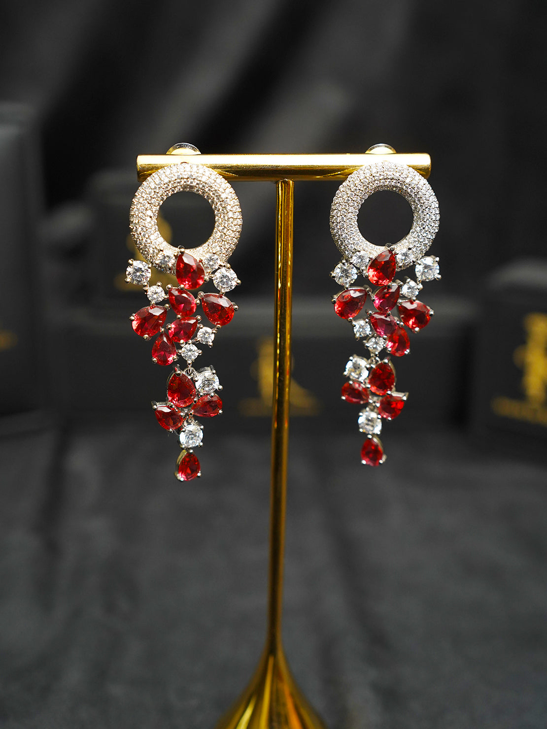 Ruby and Zirconia Danglers
