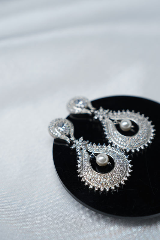 Silver Tear-Shaped Earrings