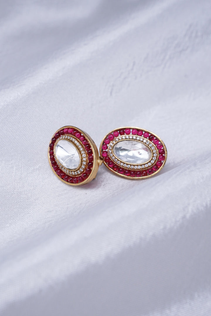 Ruby filled Moissanite studs