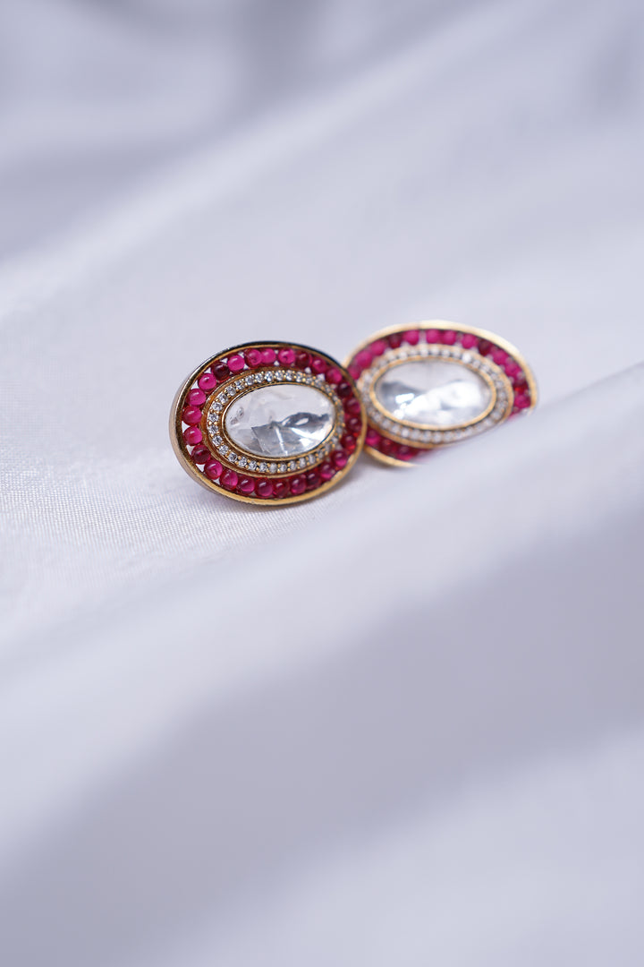 Ruby filled Moissanite studs