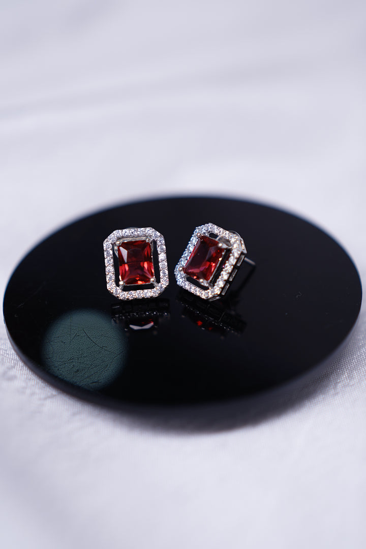 Ruby and zirconia studs