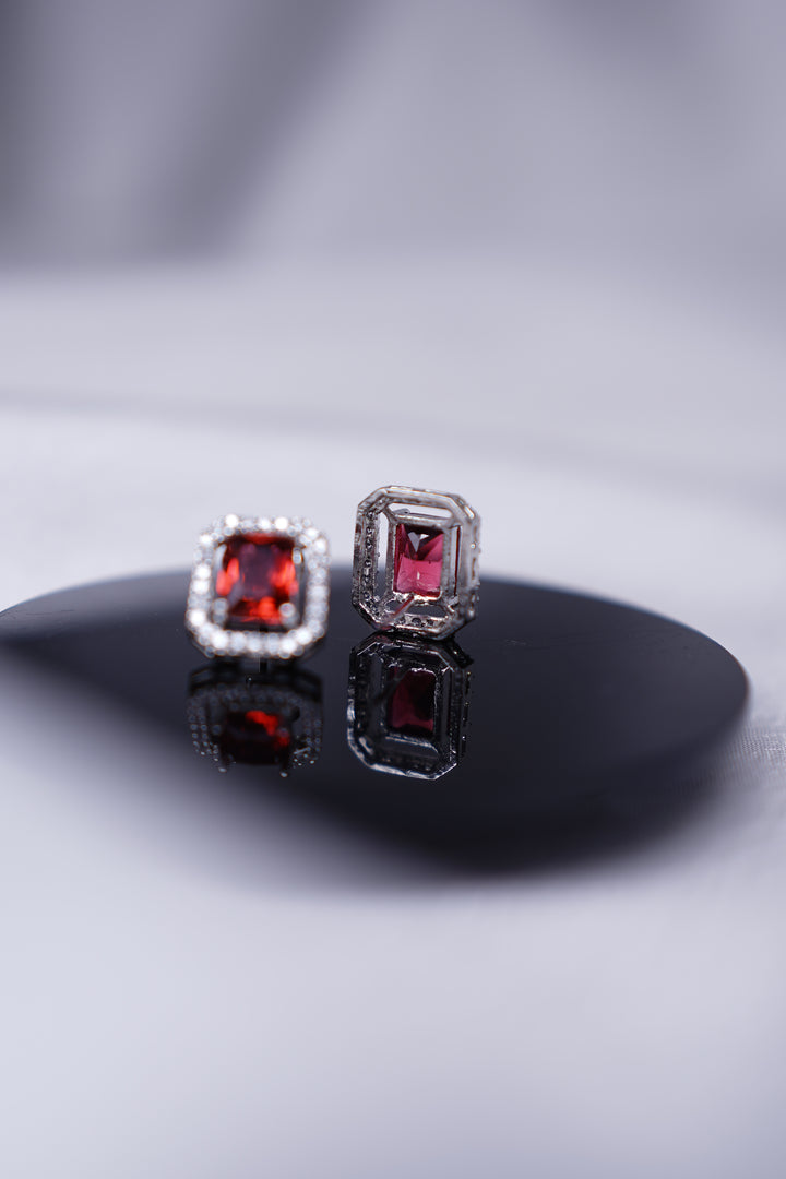 Ruby and zirconia studs