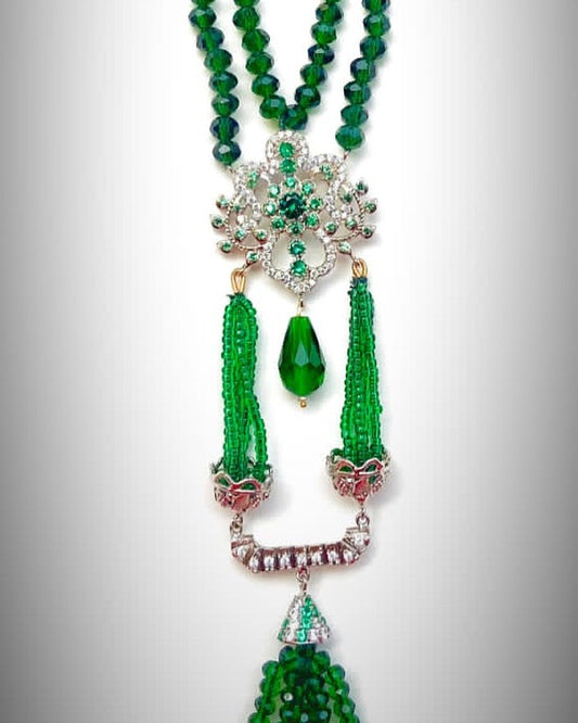 Emerald Mala in SIlver